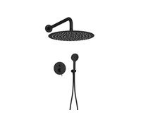 Jacob Delafon - Pack Robinetterie Douche Encastrée Thermostatique METRO - Kit Tout-en-Un - Tête Ronde 30cm, Douchette 3 Jets - Finition Noir Mat - E38680-BL