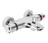 Robinet Douche Mitigeur Thermostatique TEMPSA - Vanne Mur Salle de Bain - Laiton Chromé - 2 Trous - Sécurité 38