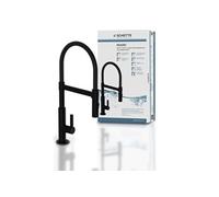 Schütte 79147 Miami Robinet de Cuisine 360° avec Tuyau Soft Touch Mitigeur monocommande avec douchette magnétique Extensible pour évier Noir Mat