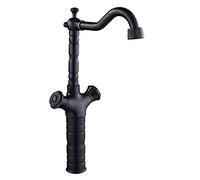 Robinet Durable américain de 8 mm de diamètre du Tuyau d'entrée et de Sortie, poignée contemporaine, Grand lavabo, Robinet de Salle de Bain, mitigeur de lavabo, Facile à Nettoyer (Couleur : Noir,