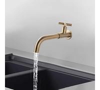 Robinet Eau Froide pour Vasque a Poser Or Brossé Rotation a 360° Robinet Mural Mitigeur Lavabo Salle de Bain Monotrou,Or Brossé