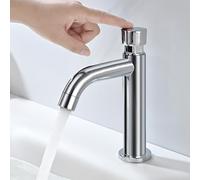Robinet Eau Froide Uniquement, BuntHaus Robinet Temporisé pour Lavabo, Robinet Poussoir Fermeture Automatique, Robinetterie Chromée pour Toilettes WC Invités
