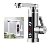 Robinet électrique 3000 W, chauffe-eau rotatif à 360 °, robinet d'eau chaude avec indicateur de température LED pour cuisine, salle de bain (argent)