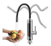Robinet électrique avec chauffe-eau instantané 230 V, 3000 W - En acier inoxydable - Avec LED - Pivotant à 360° - Avec chauffe-eau instantané - Pour cuisine, salle de bain