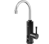 Robinet électrique avec chauffe-eau instantané - Avec affichage LED de la température - Pour salle de bain et cuisine - Mitigeur monocommande - 3000 W à 60 °C - Économe en énergie - Noir