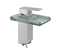 Robinet électrique cascade en verre éclairé LED avec 3 couleurs changeantes - Robinet de lavabo pour salle de bain, toilettes, appartements, hôtels