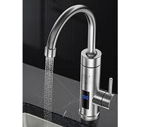 Robinet éLectrique de Chauffe-Eau Instantané en Acier Inoxydable, Robinet Chaud et Froid 3000 W, ThermomèTre Sans LED, Robinet D'Eau Chaude pour éVier de Cuisine, Robinet Rotatif à 360 °