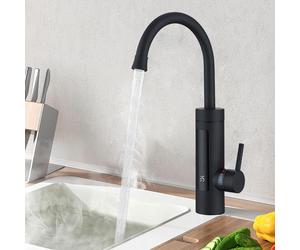 ROBINET ÉLECTRIQUE HOMELODY avec chauffe-eau instantané 230 V, chauffe-eau de cuisine Robinet électrique LED en acier inoxydable pour cuisine [Classe énergétique C] - Noir mat