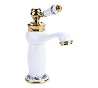 Robinet en laiton antique robinet évier salle de bain bleu et blanc porcelaine long cou robinet mélangeur robinet vintage cuisine robinet eau froidacalda robinet(blanc)