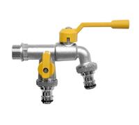 Robinet en laiton du jardin en laiton avec double prise - laver le rattrapage du connecteur de la machine | Spigot à double soupape pour Garden Orchard Kitchen Garage | Accessoire de soudain de cuicha