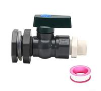 Robinet en PVC de 1,9 cm avec vis de cloison pour réservoir d'eau de pluie avec contrôle du débit et raccord de tuyau (C)