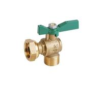 Robinet équerre avant compteur NF - écrou tournant - Manette papillon verte - MF 3/4"-3/4" -