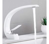 Robinet Évier Vasque Monotrou Élégant Mitigeur Lavabo Cascade Arciforme en Laiton pour Salle de Bain Baignoire (blanc)