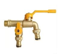 Robinet extérieur à base de zinc épais avec arrangement à double sortie pour une distribution flexible de l'eau de jardin et de cour (B)