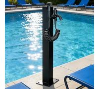 Robinet extérieur bord la piscine avec tuyau enroulé Distributeur colonne d'eau noir monté au sol Robinet de jardin autoportant, robinet extérieur sur pied jardin terrasse(Style 3,Height: 80cm/31.5in)