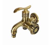 Robinet Exterieur Double Robinet Pour Machine À Laver Fontaine Robinet Robinet D'eau Froide Laiton de Jardin en Laiton,Jaune