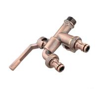 Robinet extérieur en laiton massif avec double sortie, raccord 1/2" pour machine à laver et jardin, résistant aux intempéries de -20 °C à +120 °C (bronze rouge)