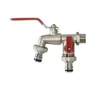 Robinet exterieur jardin Irrigation industrielle et domestique en alliage de zinc for jardin 1 entrée 2 sorties avec double mamelon robinet balcon extérieur pour Yards(Color-B)