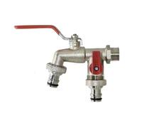Robinet exterieur jardin Irrigation industrielle et domestique en alliage de zinc for jardin 1 entrée 2 sorties avec double mamelon robinet balcon extérieur pour Yards(C)