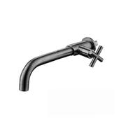 Robinet Exterieur Jardin Robinet de lavabo à eau froide simple montage mural dissimulé en laiton, robinet bec long or brossé, noir, chrome, gris(Gunmetal Grey)