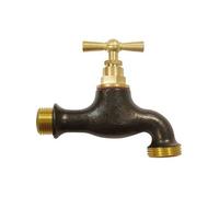 Boutté Robinet laiton teck noir Entrée 15x21 (1/2") Nez 20x27 Raccord arrosage Finition décorative