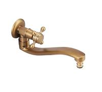 Robinet extérieur Mural en Laiton Total en Bronze Antique : Robinet d'eau Froide Simple avec Bec Rotatif et Commande à Levier (D)