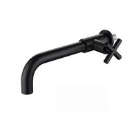 Robinet Exterieur Robinet de lavabo à eau froide simple à montage mural dissimulé en laiton, robinet de lavabo à bec long en or brossé, noir, chrome, gris(Matt Black)