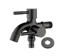 Robinet Exterieur Robinet de Machine à Laver Double Noir en Acier Inoxydable 304 for Mur de Salle de Bain, Robinet d'angle de Jardin extérieur, vadrouille, Balcon G1/2'