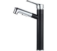 Robinet extractible noir et chromé pour évier de cuisine et salle de bain Design monobloc moderne facile à nettoyer Économie d'eau Élégant et fonctionnel Grifo Monomando.