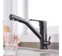 Robinet filtrant à eau 3 voies pour cuisine, chromé, mélangeur à 1 poignée, robinet d'évier 3 en 1, système d'eau potable, facile à installer, accessoires d'évier de cuisine