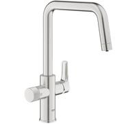 Robinet filtrant de cuisine - Supersteel - Filtration de l'eau - Bec haut en U - Rotation 150° - GROHE Blue Pure Start - 30595DC0