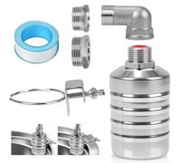 Robinet flotteur en acier inoxydable 304 avec adaptateurs 1/2", 3/4", 2,5 cm pour contrôle automatique du niveau d'eau dans les réservoirs, aquariums et piscines - Qualité alimentaire