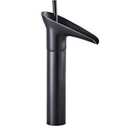 Robinet Haute Cascade pour Salle De Bain Trou Unique Type Ouvert Haut Bassin Mélangeur Robinet Forme De Verre à Vin, Black Retro