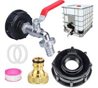 Robinet IBC 1000L, Adaptateur S60x6, Vanne Étanche 3/4" - Kit Complet | Robinet IBC, alliage/PE, S60x6, 3/4". Kit avec joints, ruban. Étanche, anti-fuite. Pour cuve 1000L, arrosage, eau pluie.