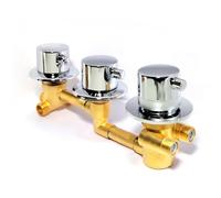 Robinet Inverseur De Douche 3 Voies, Kit Mitigeur De Douche Thermostatique Multi-fonctions En Laiton Vanne De Contrôle De Débit À 3 Poignées, Robinet Mitigeur Thermostatique De Douche, Chrome