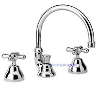 Robinet lavabo 3 Trous retro poignée évier Croix Mélangeur bec orientable Italie