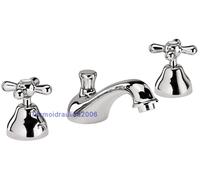 Robinet lavabo 3 trous salle de bain retro poignée à Croix évier mélangeur