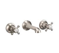 Robinet lavabo Crosswater Belgravia - encastrable - 3 trous - poignée croix - 14,1 cm bec - nickel brossé BL131WNL