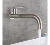 Robinet Lavabo Inox Brossé en Mural Monocommande Mitigeur Eau Froide Lave Main pour Salle de Bain 1 Trou,Brossé