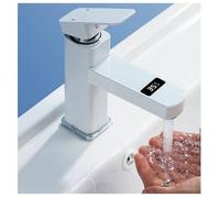 Robinet Lavabo Mitigeur Laiton Chromé/Blanc, Mousseur Neoperl Économie d'Eau, Design Unique Salle de Bain