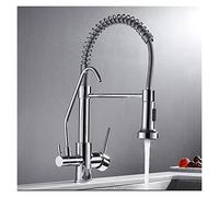 Robinet Lavabo, Nickel Printemps Pull Down Cuisine Robinet Dual Splouts 360 Pivot Swivel Douche de poche Cuisine Mélangeur Grue Chaud froid 2 Sortie Taps à ressort(A)