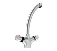 Robinet Lavabo,Robinetterie Laiton Chromé,Robinet Cuisine Double Poignée,Mitigeur Thermostatique,Sécurité Enfant,Pivotant 360°,Buse Amovible,Salle De Bain,Restaurant,Hotel