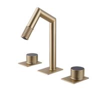 Robinet Lavabo Salle de Bain 2 Boutons 3 Trous Mitigeur Lave Main 1/2 Robinet Salle Bain Sur Plan,Or Brossé