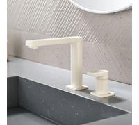 Robinet Lave Main 2 Trous Robinet Salle Bain Sur Plan Chaud et Froid Mitigeur Lavabo Rotation 360°,Blanc Laiteux