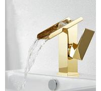 Robinet Lave Main Cascade Or Sortie Ouverte Robinet Salle Bain Sur Plan Poignée Unique Mitigeur Lavabo Salle de Bain,or,court