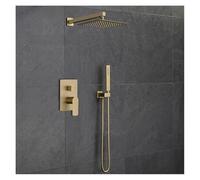 Robinet Lave Main, Douche de la salle de bain Ensemble de pluie en or branché Feuille de douche ou plafond Mélangeur de douche mural 8-12 "(2 function 12 inch W)