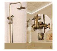 Robinet Lave Main, Ensemble de douche classique en laiton de salle de bain en laiton Système de douche de douche ensemble Précipitant la tête de douche pavillon portable 2 boutons mélange(D)