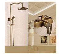 Robinet Lave Main, Ensemble de douche classique en laiton de salle de bain en laiton Système de douche de douche ensemble Précipitant la tête de douche pavillon portable 2 boutons mélange(E)