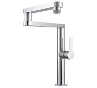 Robinet ller en Laiton de Montage à Pont avec Bec à Double Mode, Manipuler Un Robinet de mélangeur Chaud Froid, Robinet d'évier de Cuisine à Trou Unique Pliable, orbe