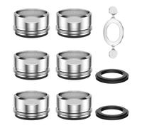 Robinet M24, 6 Pièces, Aerateur Robinet Economie Eau Avec Filtre en Acier Inoxydable et ABS, comprendre 2 joints et 1 clé à Mousseur chromée pour Robinet Lavabo de Salle de Bain et Cuisine